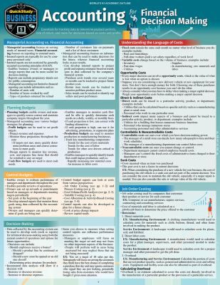 ACCOUNTING FOR FINANCIAL DECIS